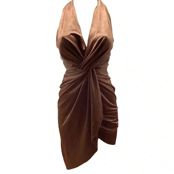 Day and Night Copper Brown Twist Open Back Dress Size Medium New with Tags - Picture 1 of 7